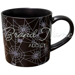 PRICE IS FIRM - Elegant Stoneware Black Spiderweb Mug
